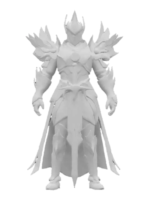 3D model for fantasy cosmic ice knight, massive tall body, elegant transparent armor all over the body, unknown markings on the armor, extremely detailed, high resolution texture, epic stance