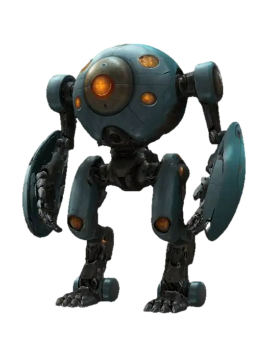 sci-fi utopian technological robot, body is made up of one sphere with limbs, has a… - Mask 3D model, vytvořený pomocí AI