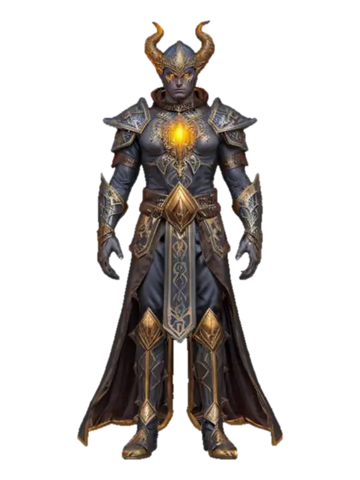 fantasy dark character with the power of mind, powerful muscular body, elegant… - Demonic 3D model, vytvořený pomocí AI