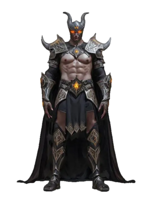 fantasy dark character with the power of mind, powerful muscular body, elegant… - Demonic 3D model, vytvořený pomocí AI