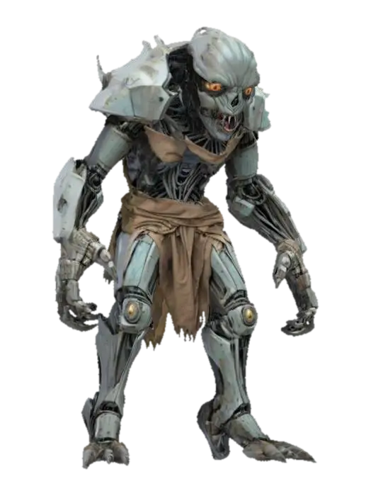 sci-fi fantasy robotic humanoid creature, warped body and humanoid-like structure,… - Clawed 3D model, vytvořený pomocí AI