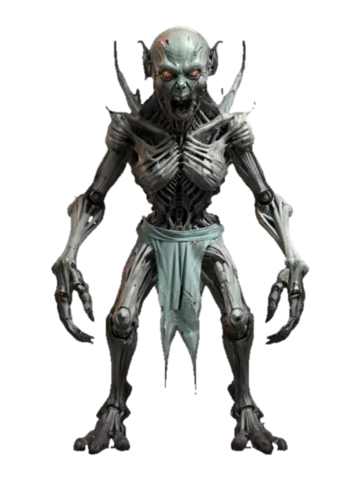 sci-fi fantasy robotic humanoid creature, warped body and humanoid-like structure,… - Clawed 3D model, vytvořený pomocí AI