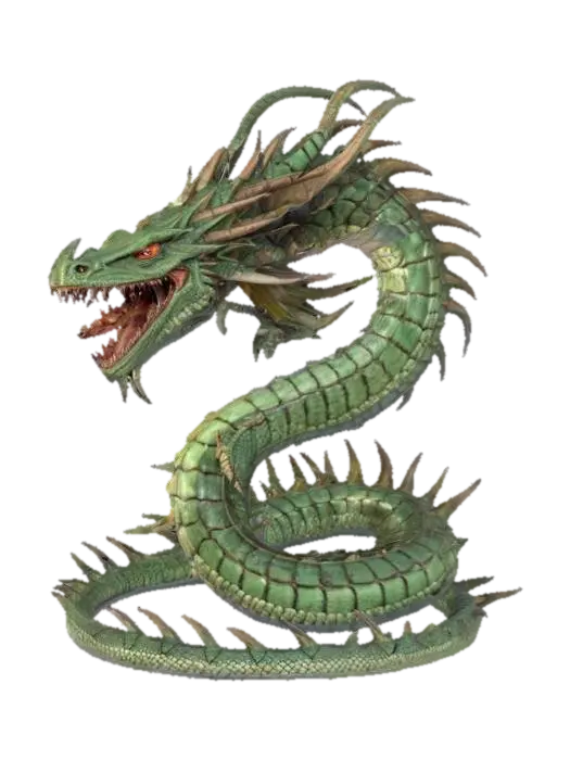 fantasy dragon's serpent, massive twisted spiny body, long spines all over the… 3D model, vytvořený pomocí AI