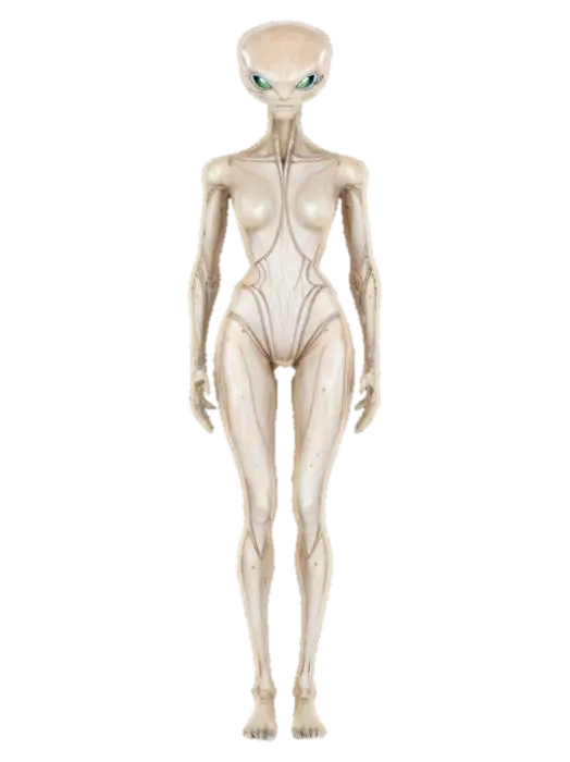 [New Mexico] alien intelligent humanoid creature, slender tall body, smooth silky… 3D model, vytvořený pomocí AI