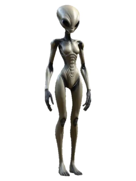[New Mexico] alien intelligent humanoid creature, slender tall body, smooth silky… 3D model, vytvořený pomocí AI
