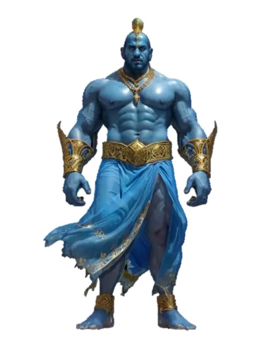 3D model for [Saudi Arabia] fantasy genie guardian of all treasures, massive muscular body formed like steam, lower body like steam coming out of one place, entire figure floating in the air, noble Arabian clothing, detailed indignant expression on face, extremely detailed, high resolution texture, epic stance, #AroundTheWorld#