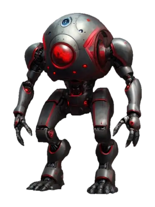 Modello 3D sci-fi utopian robot monster from another world, body consists of a single ball with…, generato dall’IA