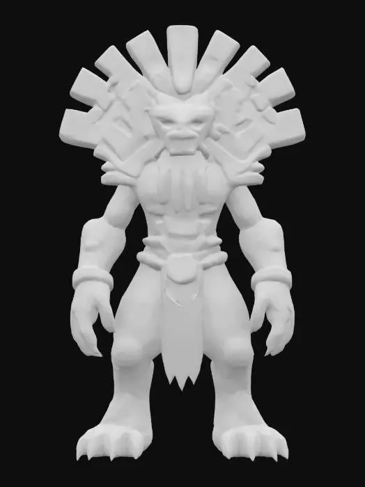 3D model for fantasy aztec stone elemental, massive body made of shaped stone, marks on the body in aztec colors, detailed menacing face with glowing eyes, extremely detailed, high resolution texture, epic image, #AroundTheWorld#