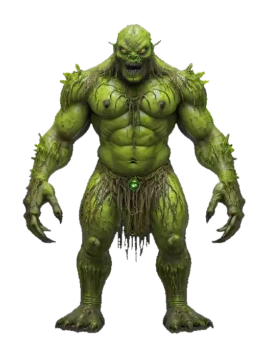 fantasy swamp monster, massive body covered in mud, long arms with long claws, moss… 3D model, vytvořený pomocí AI