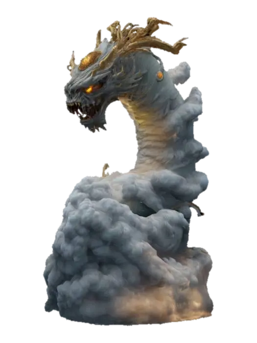 fantasy spiral wind monster, massive spiral cloud body, entire body covered in… 3D model, vytvořený pomocí AI