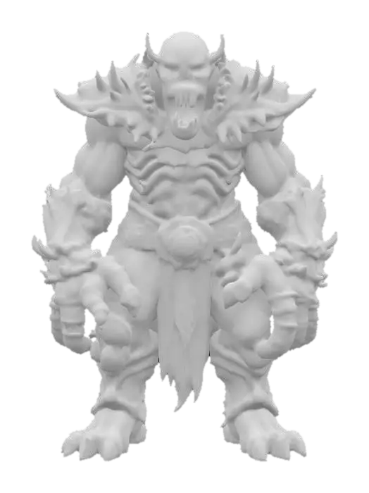 3D model for fantasy mysterious monstrous giant, stocky muscular body, armor made of bones on the body, detailed menacing face, extremely detailed high resolution texture, epic stance