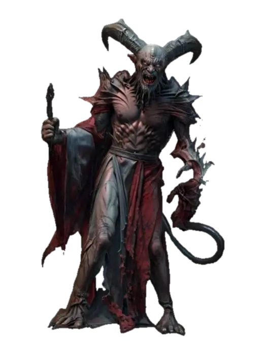 fantasy morphosis between a wizard and a demon, one body transforming into… - Transformation 3D model, vytvořený pomocí AI