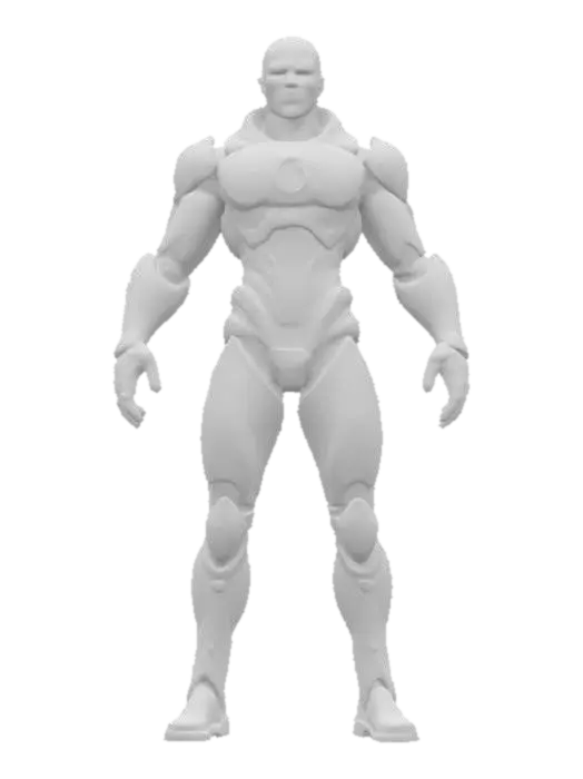 3D model for sci-fi interplanetary fighter, elegant muscular body, tight clothing tailored to the body, action stance, extremely detailed face, striking light glowing effects on the body, special devices on the body, extremely detailed, high sharp resolution texture, epic stance