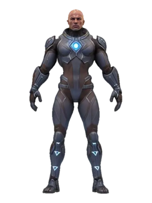 3D model for sci-fi interplanetary fighter, elegant muscular body, tight clothing tailored to the body, action stance, extremely detailed face, striking light glowing effects on the body, special devices on the body, extremely detailed, high sharp resolution texture, epic stance