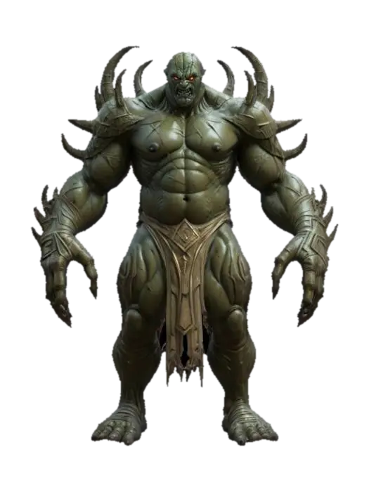 vulkan golem, liquid body, extreme scary appearance 3D model, vytvořený pomocí AI