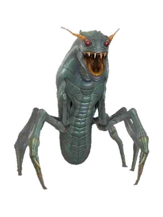 fantasy horror monster similar to a spider and the body of a slug, massive curved… - Unreal 3D model, vytvořený pomocí AI