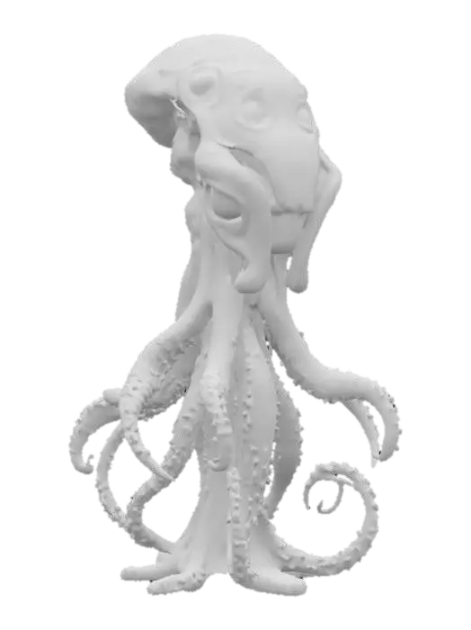 3D model for unknown entity from distant space, intelligent appearance although not very humanoid, antigravity core i.e. floating in the air, gripping tentacles instead of individual limbs, main sensory organs on some kind of head, pleasant to look at, extremely detailed, high sharp resolution texture, hyperrealistic, epic stance