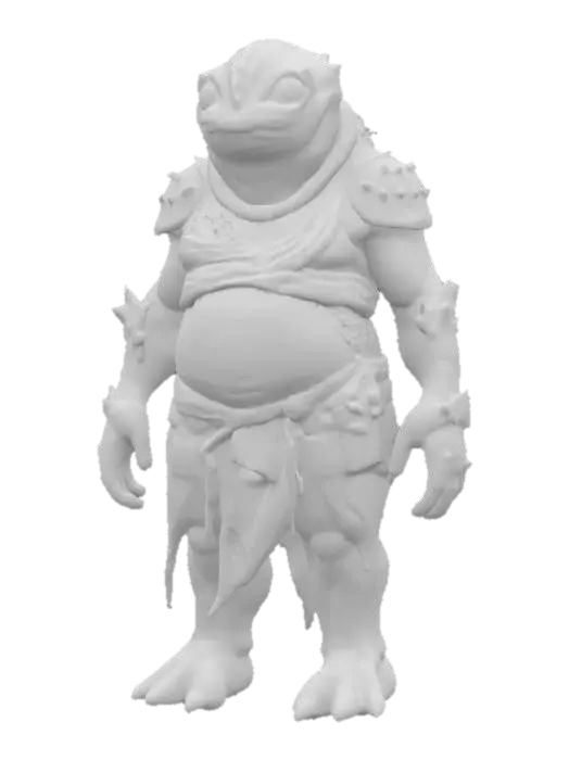 3D model for fantasy big humanoid slug swamp monster, massive stocky body covered with ferns and algae, slimy body surface, carapace armor on the back, dressed in a torn robe, detailed slug face with multiple eyes, extremely detailed, high sharp resolution texture, hyperrealistic, epic stance