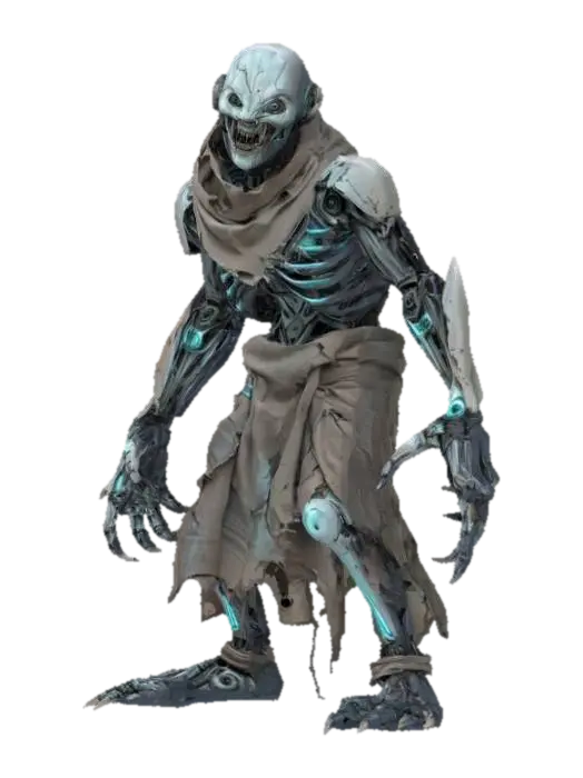 sci-fi fantasy robotic humanoid creature, damaged and deformed body and humanoid… - Clawed 3D model, vytvořený pomocí AI