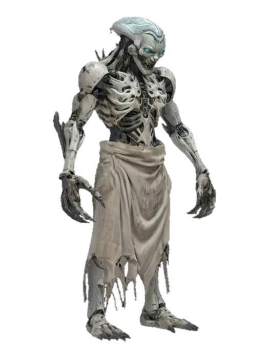 sci-fi fantasy robotic humanoid creature, damaged and deformed body and humanoid… - Clawed 3D model, vytvořený pomocí AI