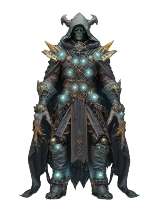fantasy steampunk space pirate wizard-monster, massive ghostly body, body covered… 3D model, vytvořený pomocí AI
