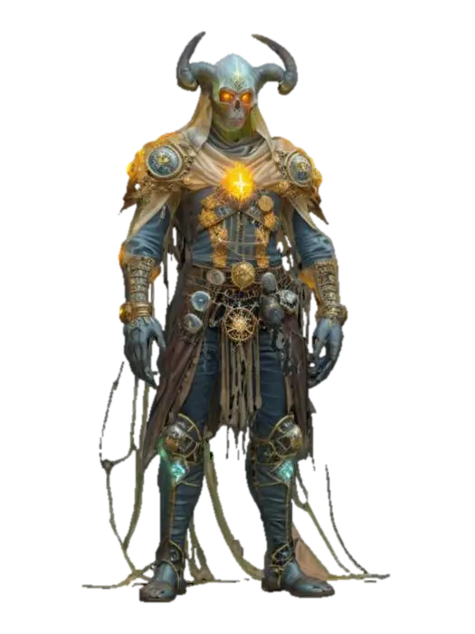 fantasy steampunk space pirate wizard-monster, massive ghostly body, body covered… 3D model, vytvořený pomocí AI