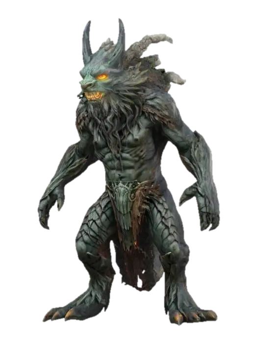 fantasy ancient forest beast with bark armor and glowing eyes, extremely detailed,… 3D model, vytvořený pomocí AI