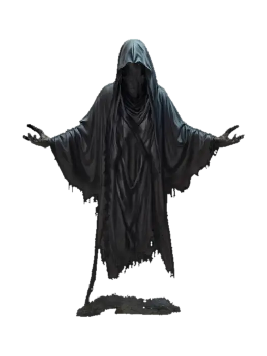 fantasy shadow wraith cloaked in darkness and whispering souls, extremely detailed,… 3D model, vytvořený pomocí AI