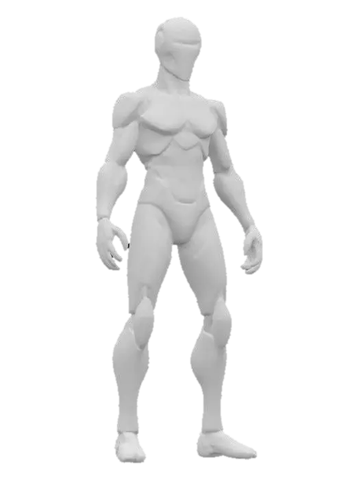 3D model for sci-fi entity from the distant future, humanoid-looking nanofield body floating above the ground, glossy body surface almost mirror-like in places, graceful rounded aerodynamic shapes, extremely detailed, hyperrealistic texture, epic stance