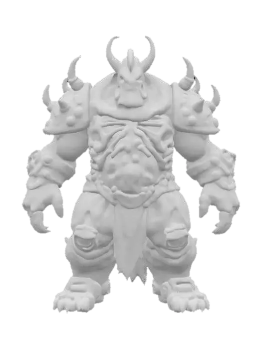 3D model for fantasy mysterious monstrous giant, stocky muscular body, armor made of bones on the body, detailed menacing face, extremely detailed high resolution texture, ultrarealistic, epic stance