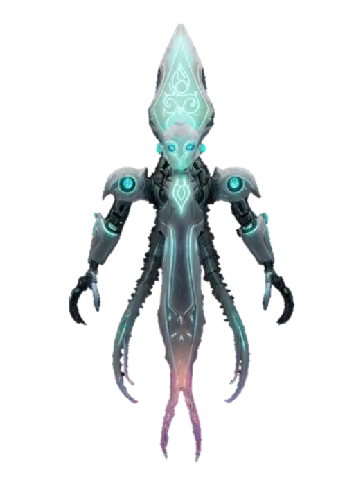 robotic squid warrior, elegant massive luminous body, body floating, glowing… - Symbols 3D model, vytvořený pomocí AI