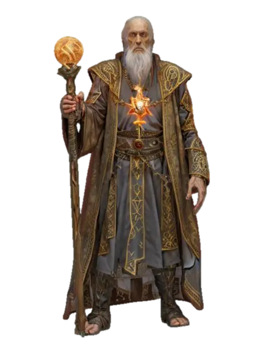 fantasy wizard visionary, old emaciated body, dressed in a long decorated tunic… - Lightning 3D model, vytvořený pomocí AI