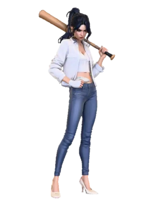 fantasy young tender female, elegant beautiful body, modern clothes short skirt or… - Baseball 3D model, vytvořený pomocí AI