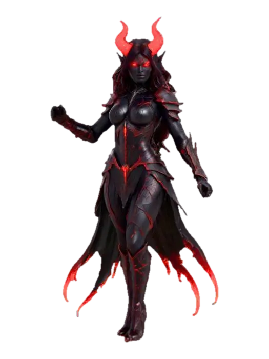 Infernal Enchantress Female Sorcerer Warrior - Demonic 3D model, vytvořený pomocí AI