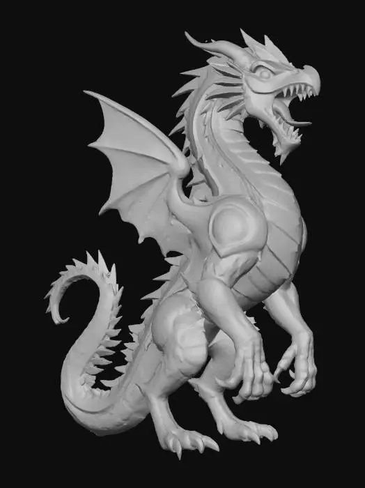 3D model for Majestic Woodcarved Dragon