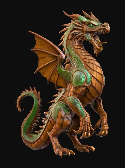 3D model for Majestic Woodcarved Dragon