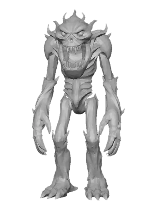 3D model for wooden golem inspired by a monstrous cabinet; bulky humanoid body carved from dark ancient wood; large fanged mouth on chest glowing from inside with fiery orange light; eyes bright and menacing, carved directly into the wood grain; thick limbs formed from twisted roots and bark; surface rough, cracked and aged with subtle burnt tones; inside of mouth detailed with realistic teeth and glowing red interior; atmosphere eerie, alive yet made of wood; cinematic lighting, realistic fantasy style, highly detailed textures – dark wood, glowing amber light, burnt edges, faint moss, extremely detailed, high resolution texture, epic stance