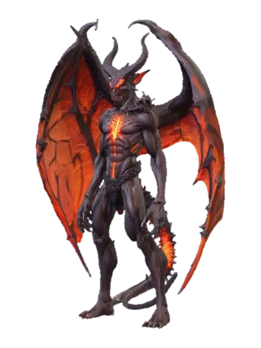 fantasy humanoid demon, extremely detailed, high resolution texture, epic stance - Masculine 3D model, vytvořený pomocí AI