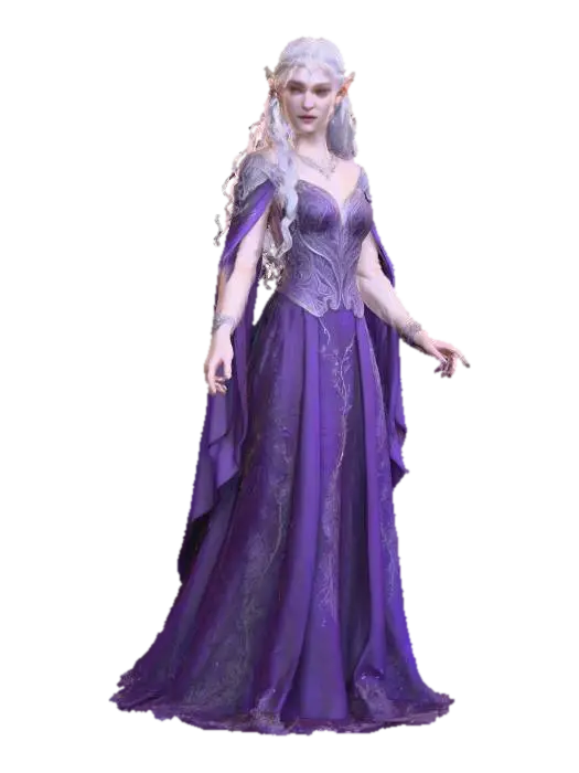 Elven Woman Elegance - Embroidery 3D model, vytvořený pomocí AI
