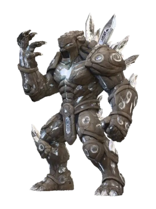 Wood Crystal Golem Defender Rage 3D model, vytvořený pomocí AI