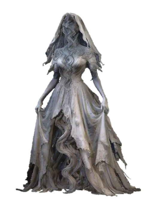 Spectral Bride Smoke, #Halloween2025# 3D model, vytvořený pomocí AI