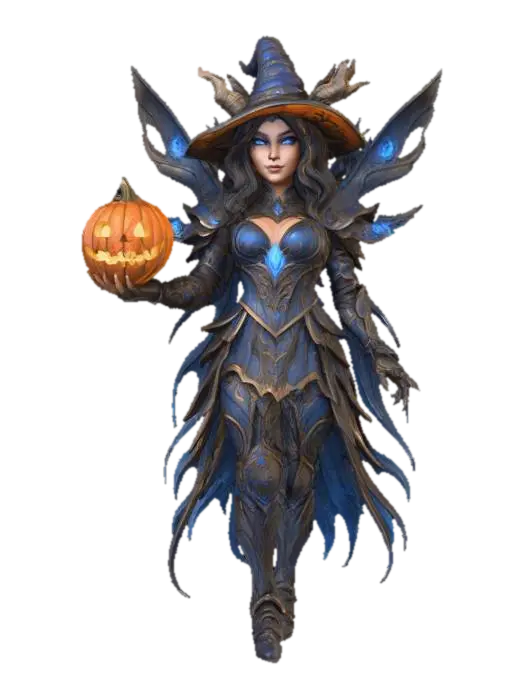 Enchanted Pumpkin Witch, #Halloween2025# - Decorations 3D model, vytvořený pomocí AI