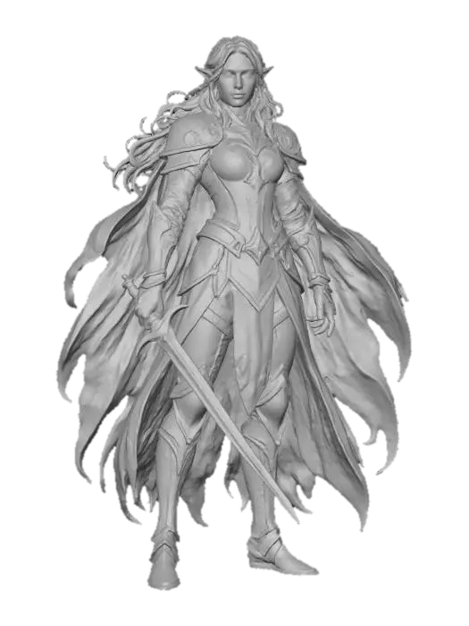 3D model for Elven Female Green Warrior