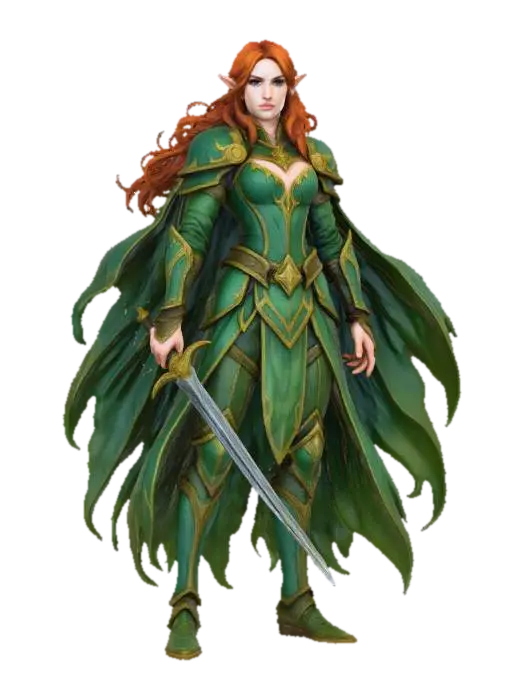 3D model for Elven Female Green Warrior