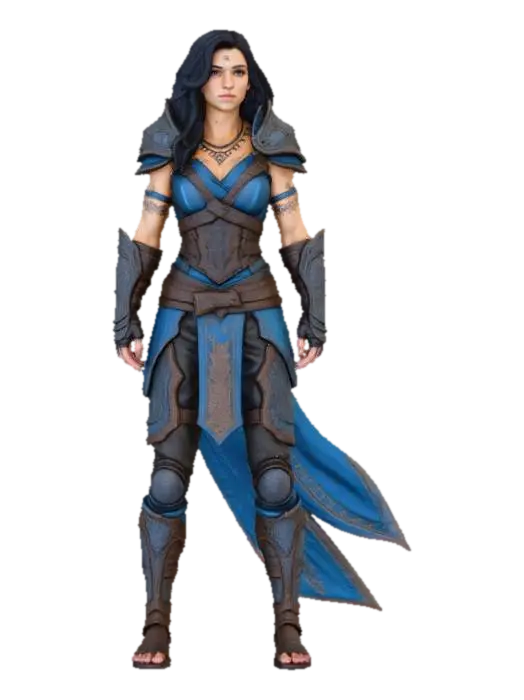 Warrior of the Blue Realm 3D model, vytvořený pomocí AI