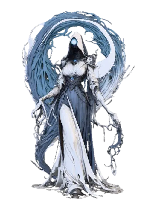 Female Lunar Wraith 3D model, vytvořený pomocí AI