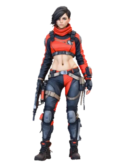 Female Futuristic Warrior - Heroine 3D model, vytvořený pomocí AI