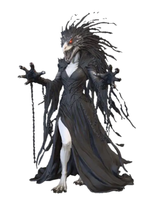 Female Harbinger of Shadows 3D model, vytvořený pomocí AI
