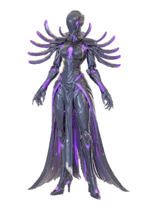 Female Bio-Robotic Eclipse Sentinel 3D model, vytvořený pomocí AI