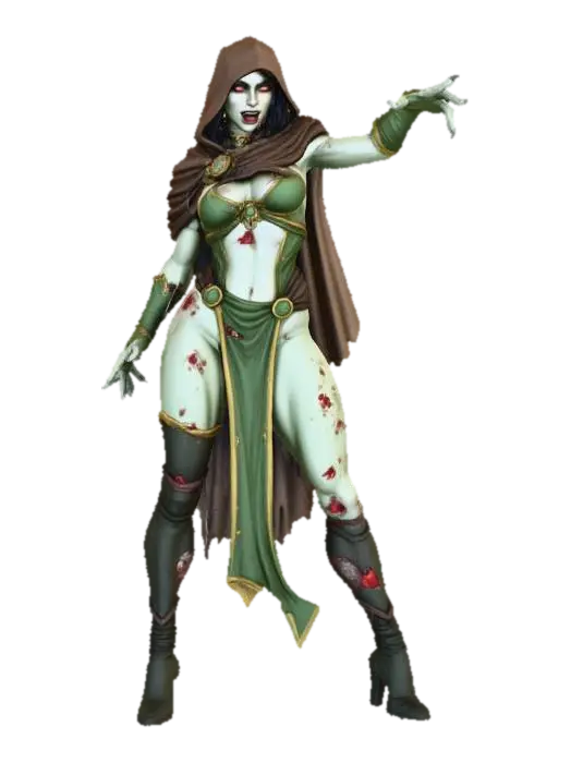 Female Elegant Ghoul Druid 3D model, vytvořený pomocí AI